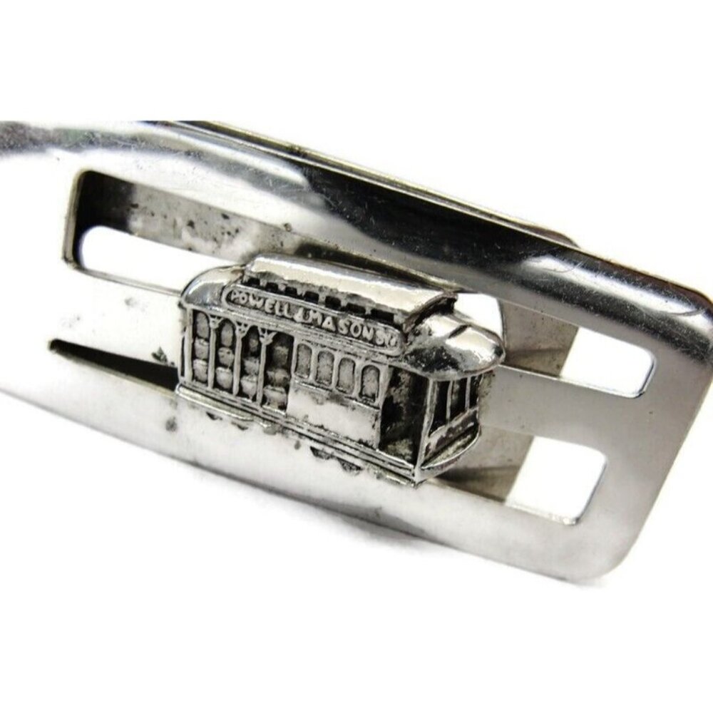 Vintage Streetcar Money Clip Men Wallet ID Credit Card Holder